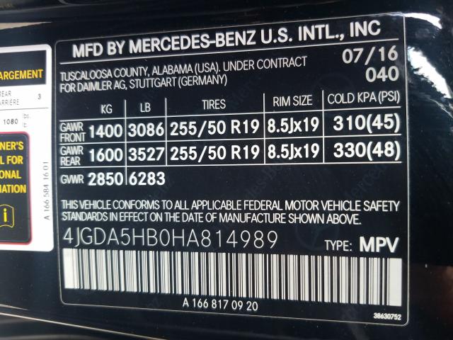 2017 MERCEDES-BENZ GLE 350 4M 4JGDA5HB0HA814989