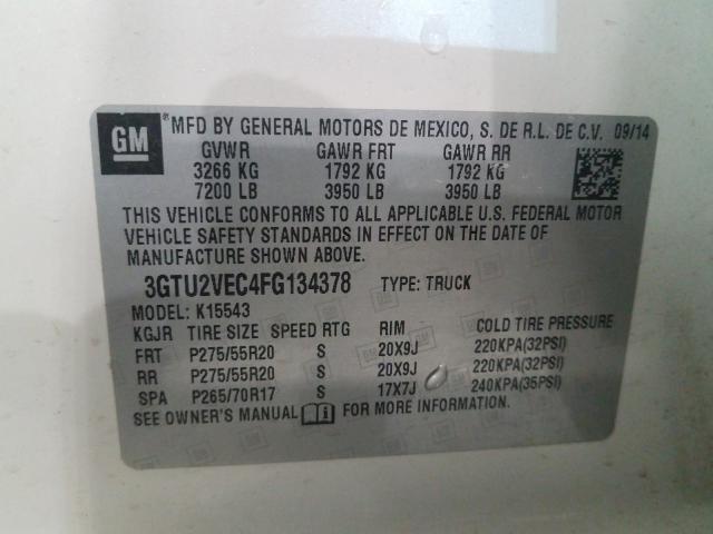 2015 GMC SIERRA K15 3GTU2VEC4FG134378