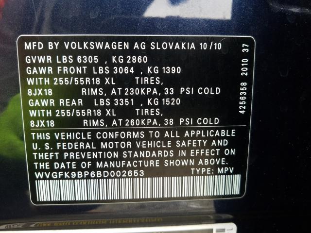 2011 VOLKSWAGEN TOUAREG WVGFK9BP6BD002653
