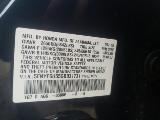 2016 HONDA PILOT EXL 5FNYF6H55GB031731