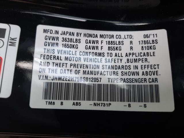 2011 HONDA INSIGHT EX JHMZE2H75BS012057