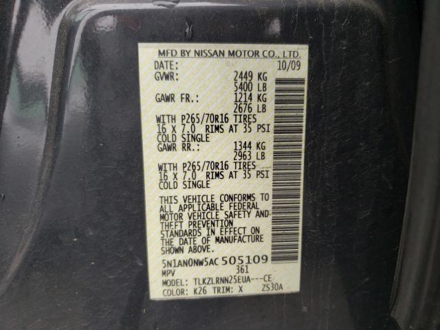 2010 NISSAN XTERRA OFF 5N1AN0NW5AC505109