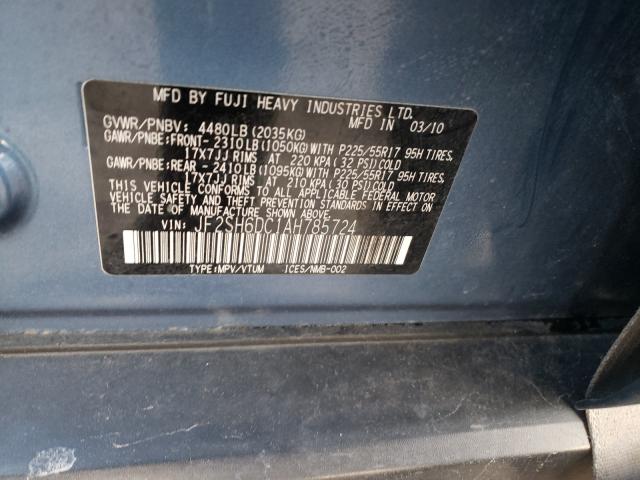 2010 SUBARU FORESTER 2 JF2SH6DC1AH785724