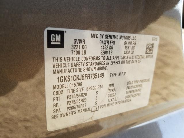 2015 GMC YUKON DENA 1GKS1CKJ6FR735149