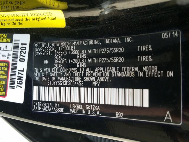 2014 TOYOTA SEQUOIA PL 5TDYY5G13ES054453