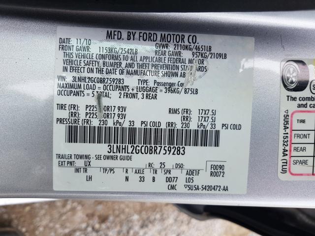 2011 LINCOLN MKZ 3LNHL2GC0BR759283