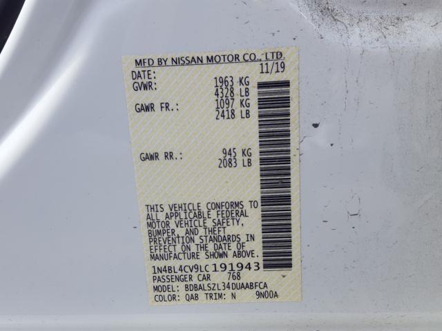 2020 NISSAN ALTIMA SR 1N4BL4CV9LC191943