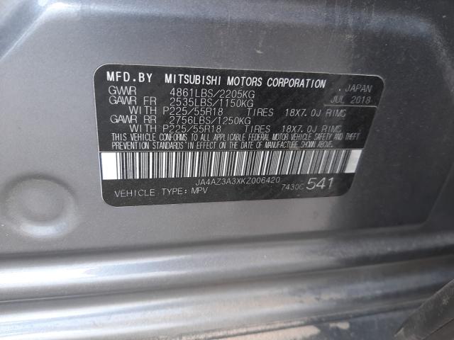 2019 MITSUBISHI OUTLANDER JA4AZ3A3XKZ006420