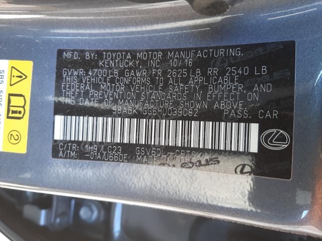 2017 LEXUS ES 350 58ABK1GG6HU039082