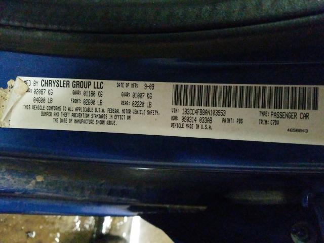 2010 DODGE AVENGER 1B3CC4FB8AN103953