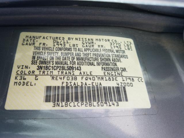 2011 NISSAN VERSA S 3N1BC1CP2BL509143