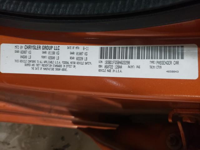 2011 DODGE AVENGER MA 1B3BD1FG5BN622298