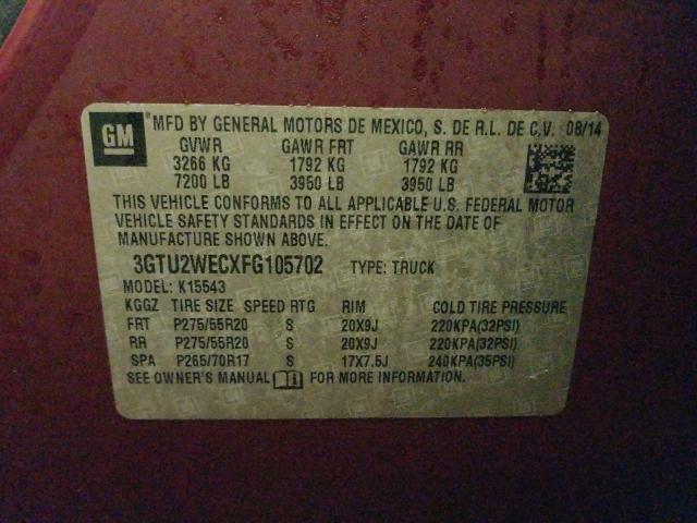 2015 GMC SIERRA K15 3GTU2WECXFG105702