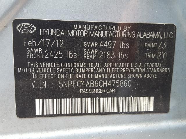 2012 HYUNDAI SONATA SE 5NPEC4AB6CH475860