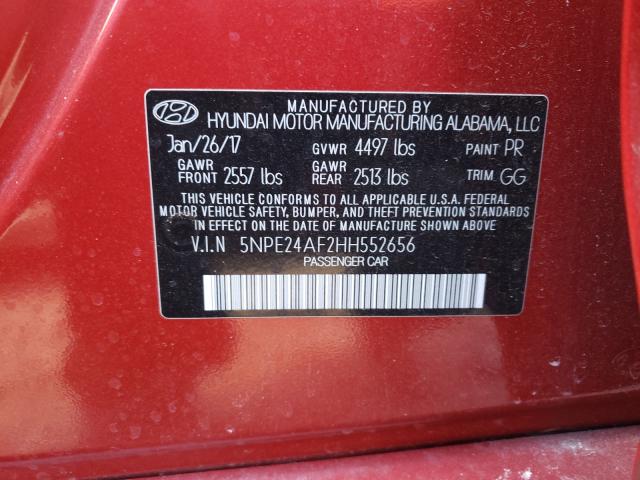 2017 HYUNDAI SONATA SE 5NPE24AF2HH552656