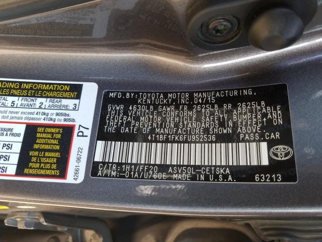 2015 TOYOTA CAMRY LE 4T1BF1FK6FU952536