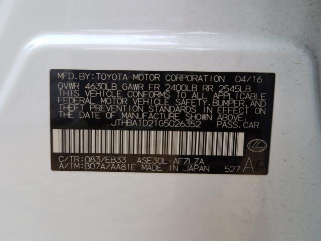 2016 LEXUS IS 200T JTHBA1D21G5026352