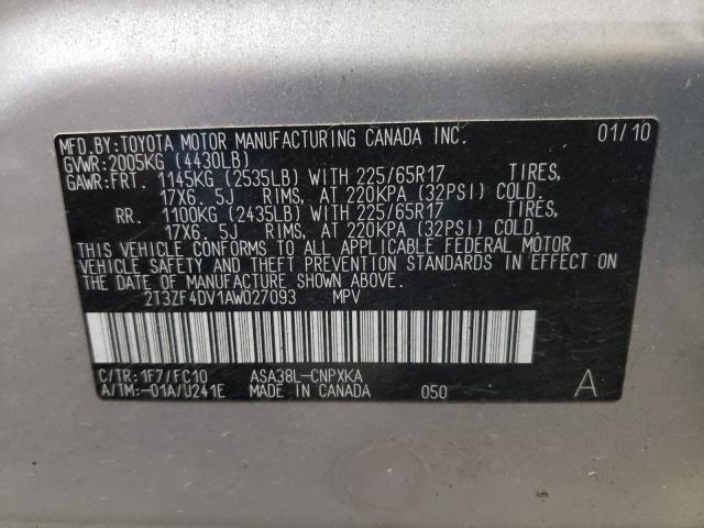 2010 TOYOTA RAV 4 2T3ZF4DV1AW027093