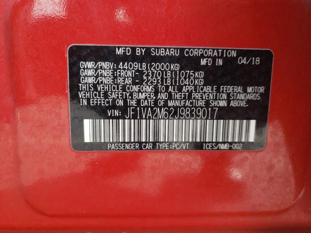 2018 SUBARU WRX STI JF1VA2M62J9839017