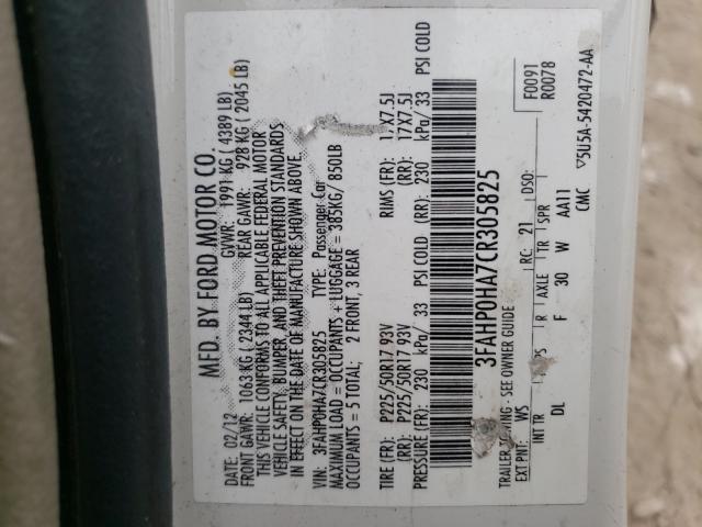 2012 FORD FUSION SE - 3FAHP0HA7CR305825