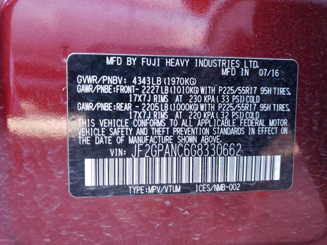 2016 SUBARU CROSSTREK JF2GPANC6G8330662