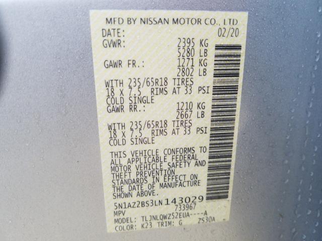 2020 NISSAN MURANO SV 5N1AZ2BS3LN143029