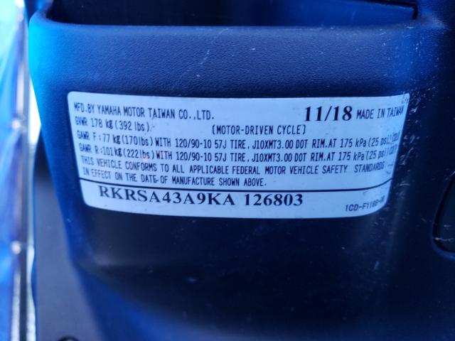 2019 YAMAHA YW50 F RKRSA43A9KA126803
