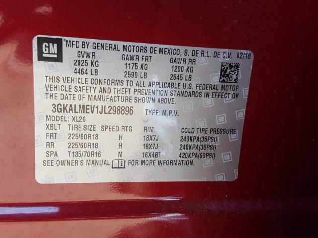 2018 GMC TERRAIN SL 3GKALMEV1JL298896