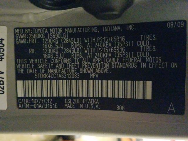 2010 TOYOTA SIENNA CE 5TDKK4CC1AS312083