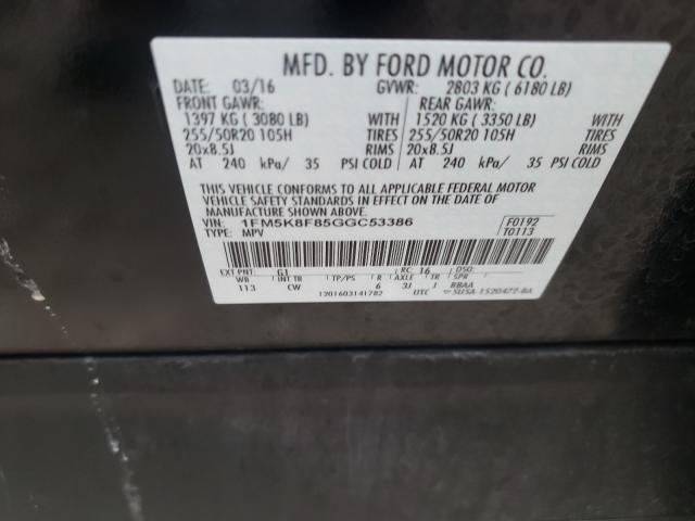 2016 FORD EXPLORER L 1FM5K8F85GGC53386