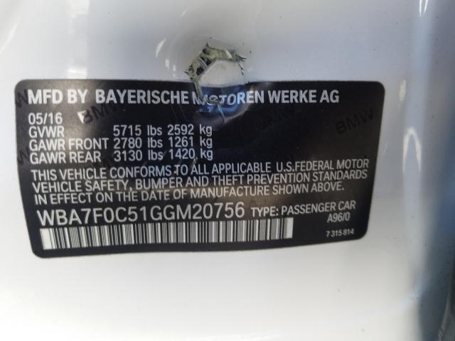 2016 BMW 750 I WBA7F0C51GGM20756