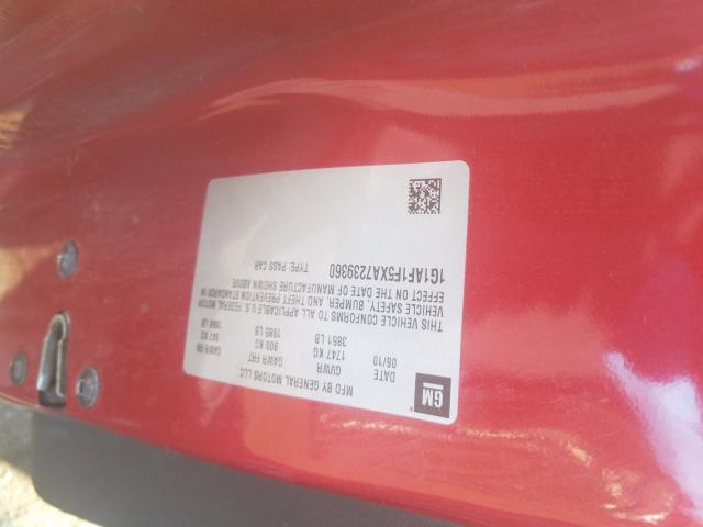 2010 CHEVROLET COBALT 2LT 1G1AF1F5XA7239360