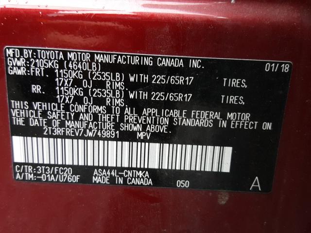 2018 TOYOTA RAV4 ADVEN 2T3RFREV7JW749891