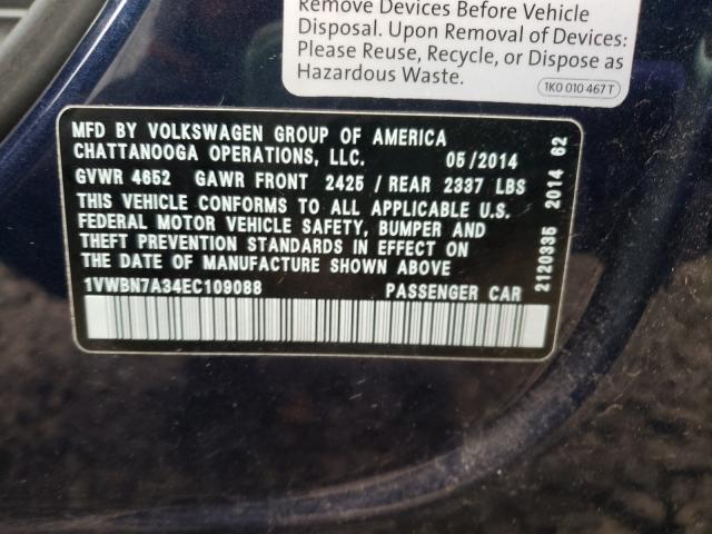 2014 VOLKSWAGEN PASSAT SE 1VWBN7A34EC109088