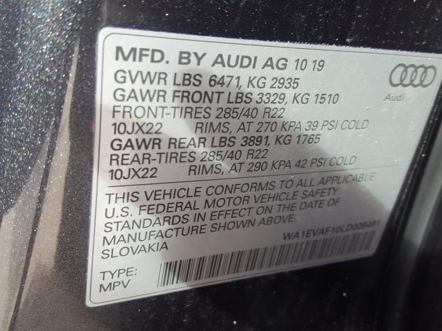 2020 AUDI Q8 PREMIUM WA1EVAF10LD009401