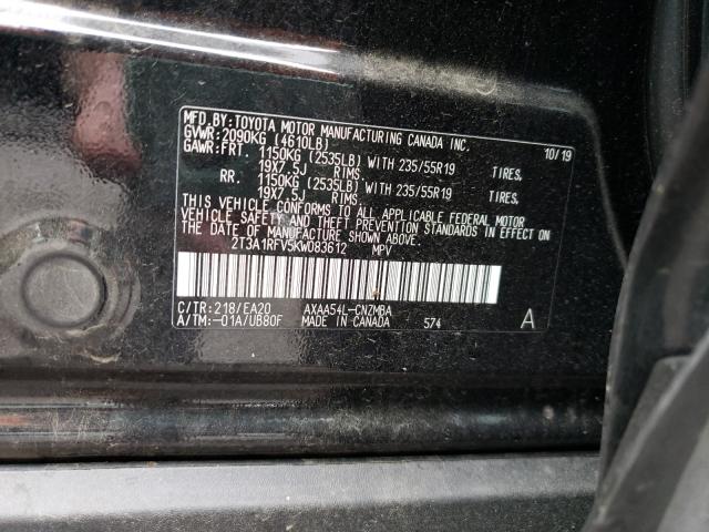 2019 TOYOTA RAV4 XLE P 2T3A1RFV5KW083612