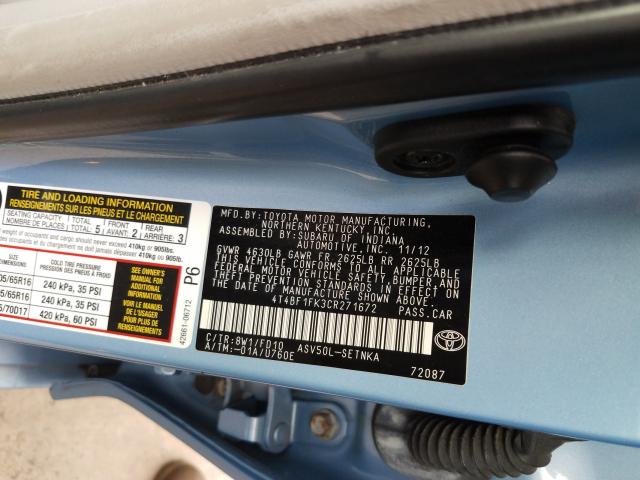 2012 TOYOTA CAMRY BASE 4T4BF1FK3CR271672