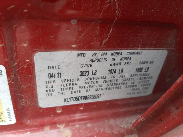 2011 CHEVROLET AVEO LS KL1TD5DE9BB236097