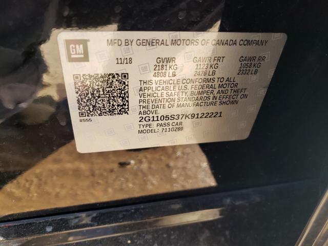 2019 CHEVROLET IMPALA PRE 2G1105S37K9122221