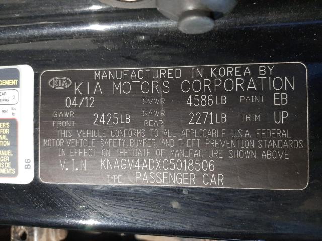 2012 KIA OPTIMA HYB KNAGM4ADXC5018506