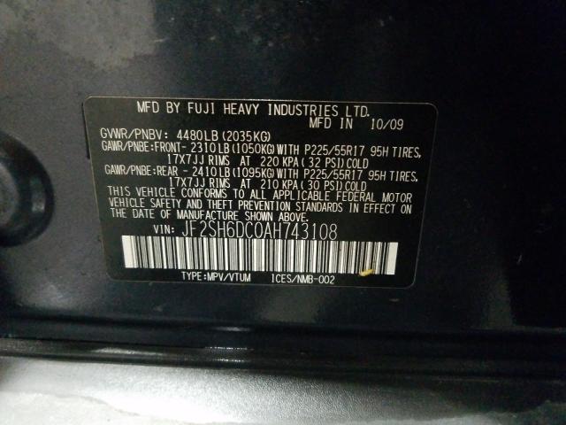 2010 SUBARU FORESTER 2 JF2SH6DC0AH743108