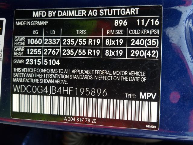 2017 MERCEDES-BENZ GLC 300 WDC0G4JB4HF195896