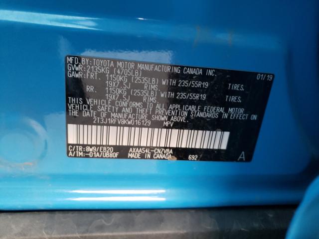2019 TOYOTA RAV4 ADVEN 2T3J1RFV8KW016129
