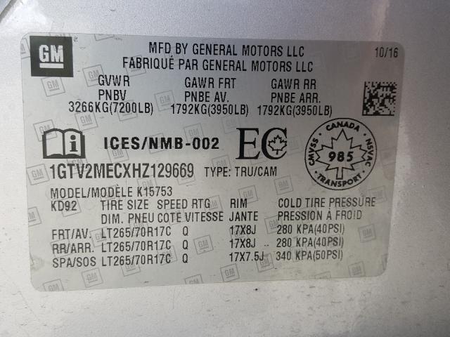 2017 GMC SIERRA K15 1GTV2MECXHZ129669