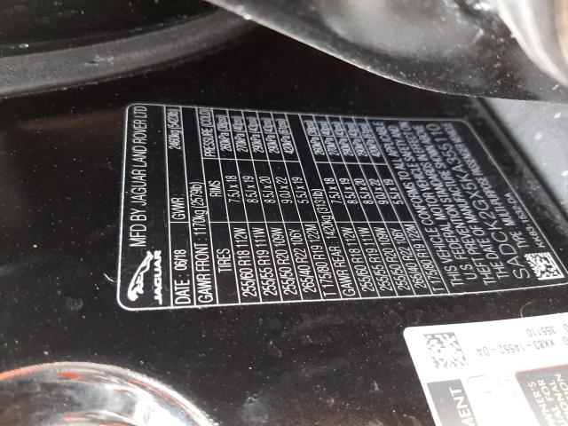 2019 JAGUAR F-PACE PRE SADCK2GX5KA355110