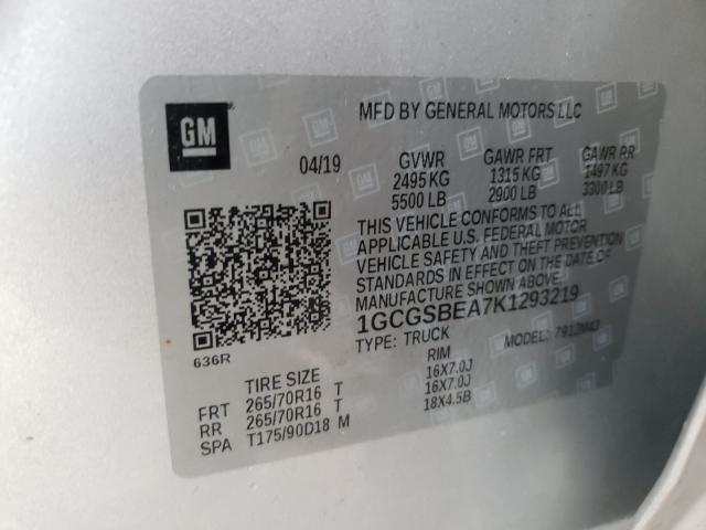 2019 CHEVROLET COLORADO 1GCGSBEA7K1293219