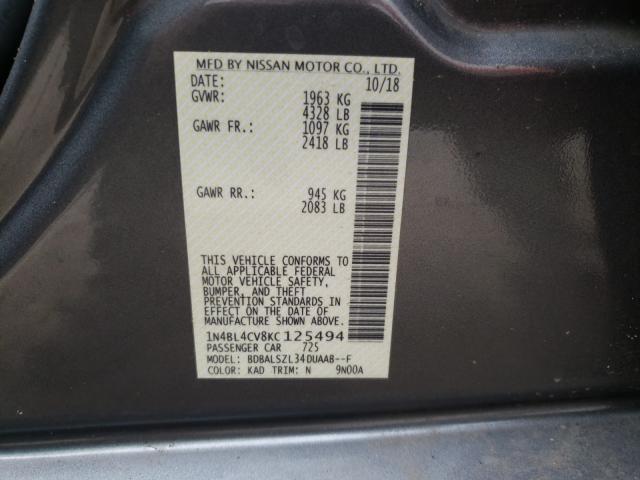2019 NISSAN ALTIMA SR 1N4BL4CV8KC125494