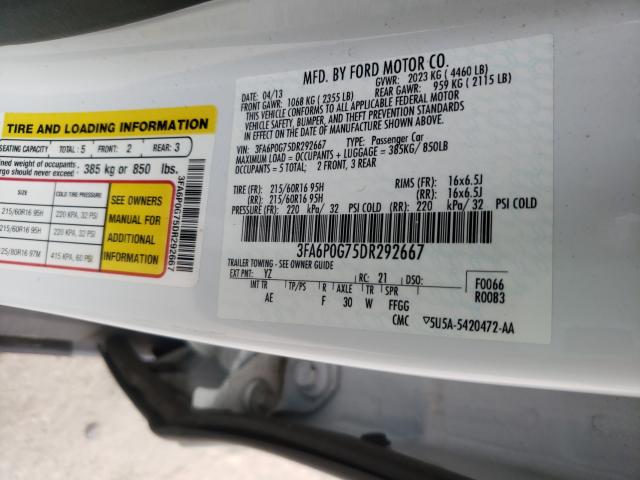 2013 FORD FUSION S 3FA6P0G75DR292667