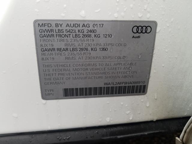 VIN WA1L2AFP8HA098910 2017 Audi Q5, Premium Plus no.10