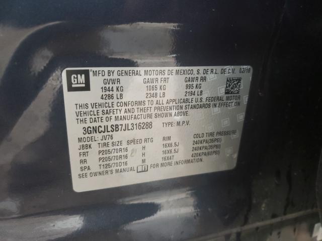 2018 CHEVROLET TRAX 1LT 3GNCJLSB7JL316288